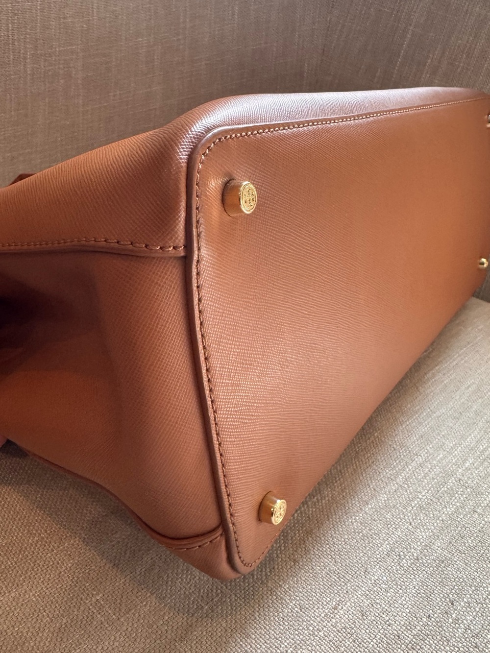 Tory Burch Cognac Leather Satchel with Detachable Strap - Picture 7 of 10